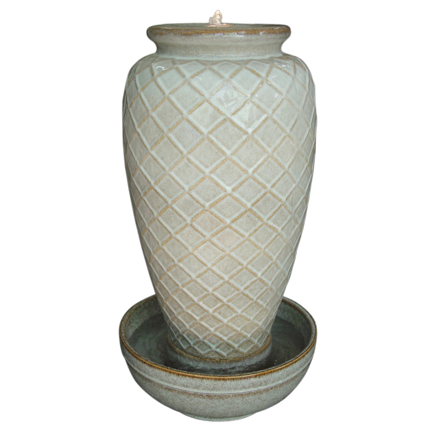 Cross Hatch Ceramic Fountain Grassland Aquatics